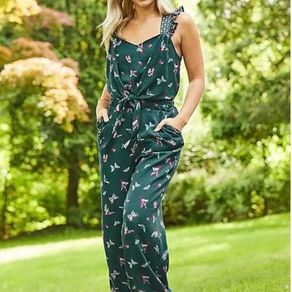NEW Matilda Jane Evergreen Dream Jumpsuit‎ Women's S Green Floral NWT - Picture 3 of 15